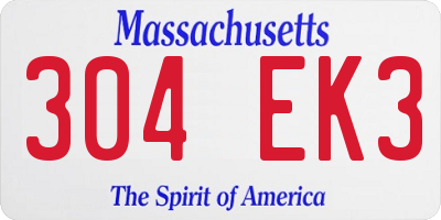 MA license plate 304EK3