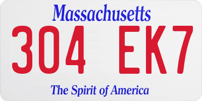 MA license plate 304EK7