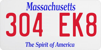 MA license plate 304EK8