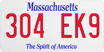 MA license plate 304EK9