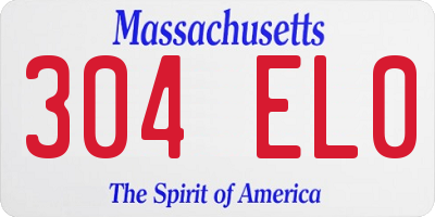 MA license plate 304EL0