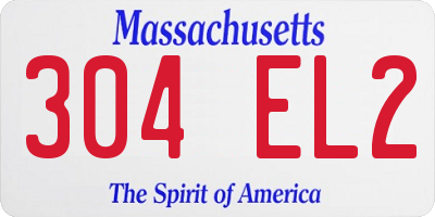 MA license plate 304EL2