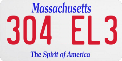 MA license plate 304EL3