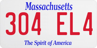 MA license plate 304EL4