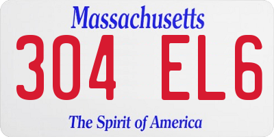 MA license plate 304EL6