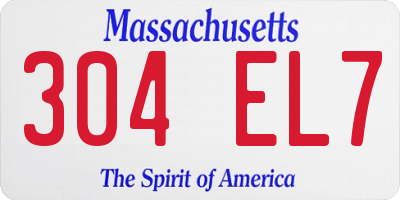 MA license plate 304EL7