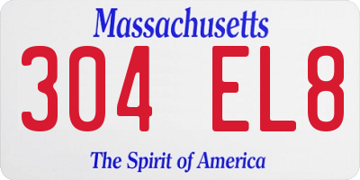 MA license plate 304EL8