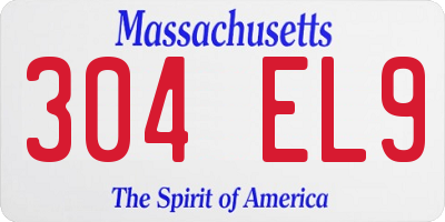 MA license plate 304EL9