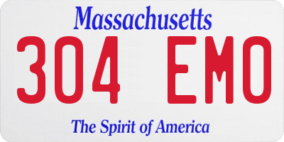 MA license plate 304EM0