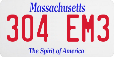 MA license plate 304EM3