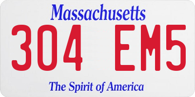 MA license plate 304EM5