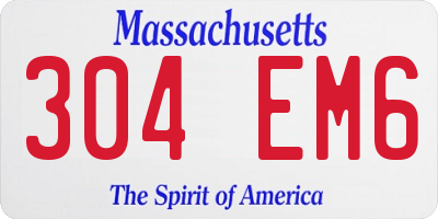 MA license plate 304EM6