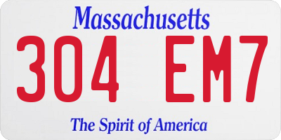 MA license plate 304EM7