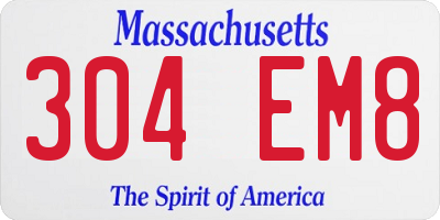 MA license plate 304EM8