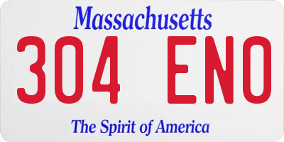 MA license plate 304EN0