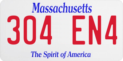 MA license plate 304EN4