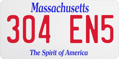 MA license plate 304EN5