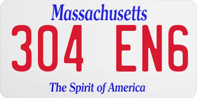 MA license plate 304EN6