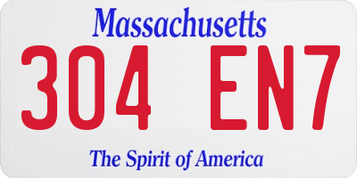 MA license plate 304EN7