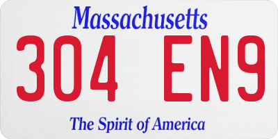 MA license plate 304EN9