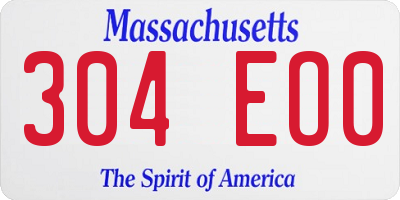 MA license plate 304EO0