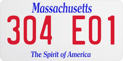 MA license plate 304EO1
