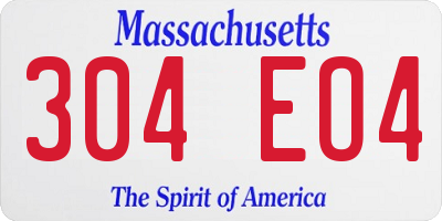 MA license plate 304EO4