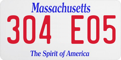MA license plate 304EO5