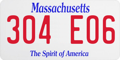MA license plate 304EO6