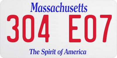 MA license plate 304EO7