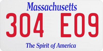 MA license plate 304EO9