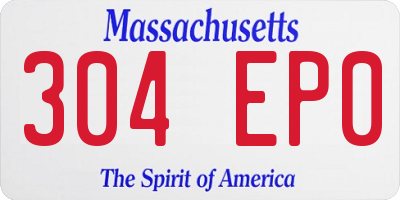MA license plate 304EP0