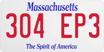 MA license plate 304EP3