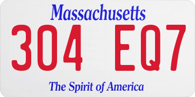 MA license plate 304EQ7