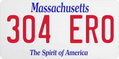 MA license plate 304ER0