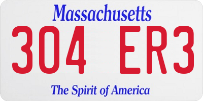MA license plate 304ER3