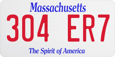 MA license plate 304ER7