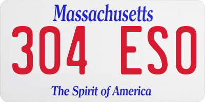 MA license plate 304ES0