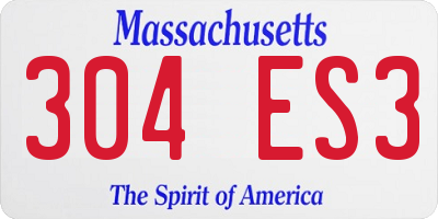 MA license plate 304ES3