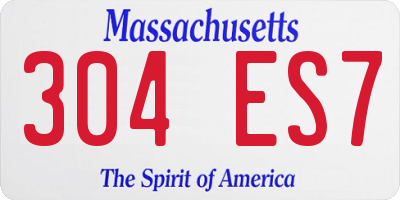 MA license plate 304ES7