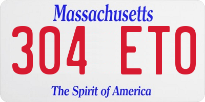 MA license plate 304ET0