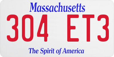 MA license plate 304ET3