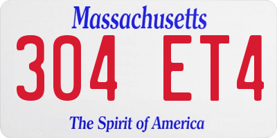 MA license plate 304ET4