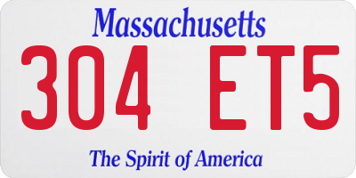 MA license plate 304ET5