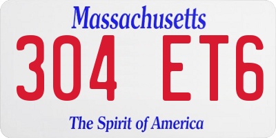 MA license plate 304ET6