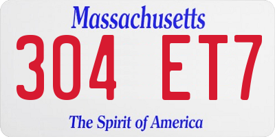 MA license plate 304ET7