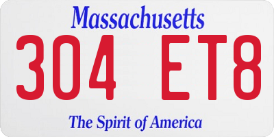 MA license plate 304ET8