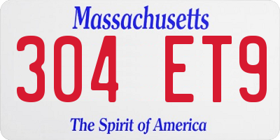 MA license plate 304ET9