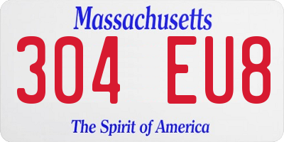 MA license plate 304EU8