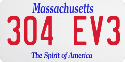 MA license plate 304EV3